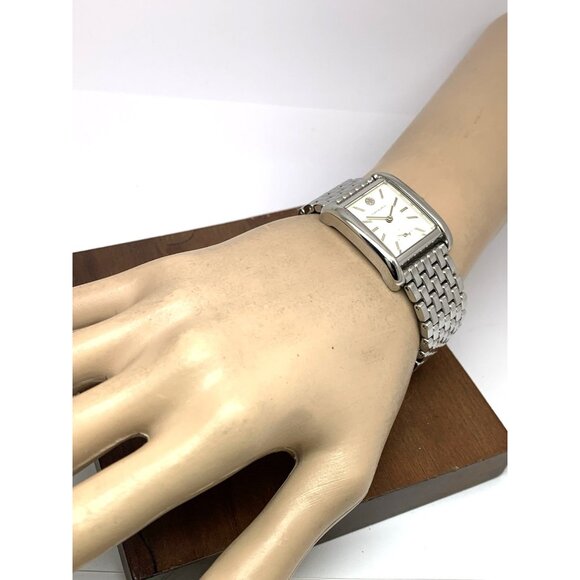 Tory Burch Women's Watch TBW1069 Eleanor Quartz Cream Dial Silver Steel Tank - Picture 4 of 13